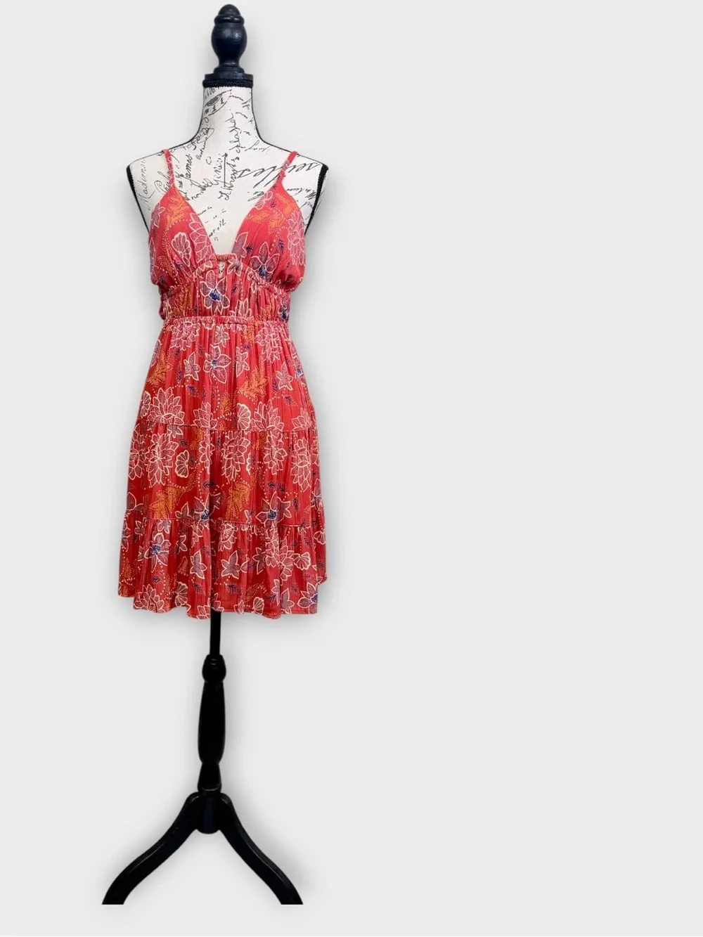 Red Floral Tie-Back Sundress